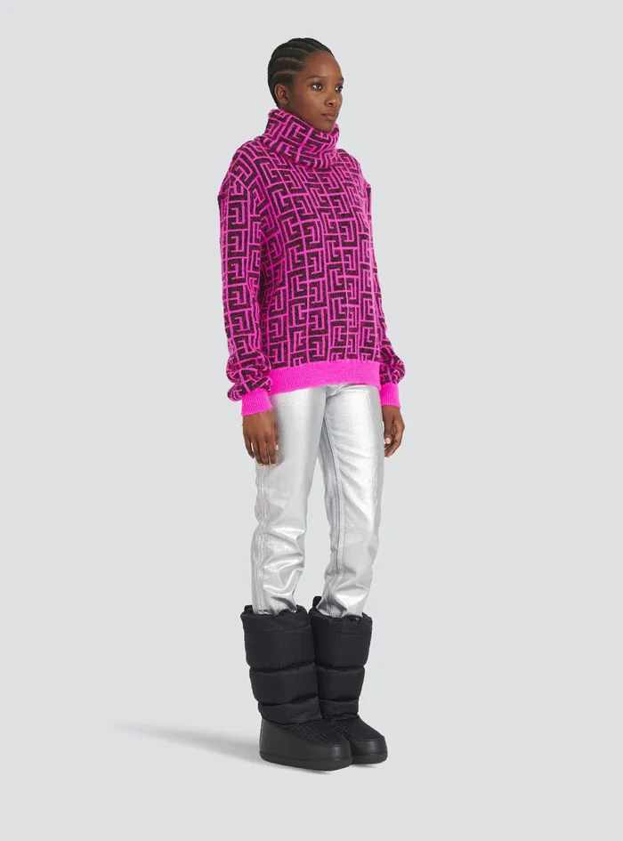 Balmain Knitwear Womens Capsule After Ski 8211 BalmainMonogrammed Wool Turtleneck Sweater Pink Balmain Knitwear Womens Capsule After Ski 8211 BalmainMonogrammed Wool Turtleneck Sweater Pink