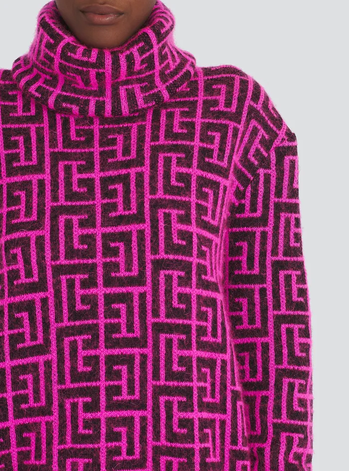 Balmain Knitwear Womens Capsule After Ski 8211 BalmainMonogrammed Wool Turtleneck Sweater Pink Balmain Knitwear Womens Capsule After Ski 8211 BalmainMonogrammed Wool Turtleneck Sweater Pink