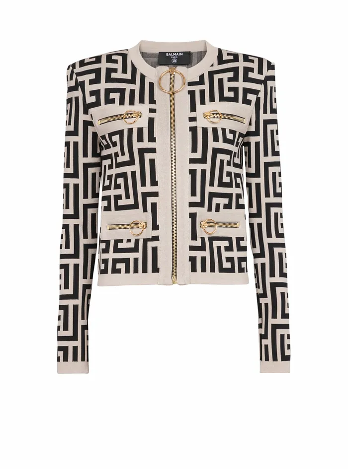 Balmain Knitwear Womens Capsule After Ski 8211 Knit Cardigan With Balmain Monogram Black Balmain Knitwear Womens Capsule After Ski 8211 Knit Cardigan With Balmain Monogram Black