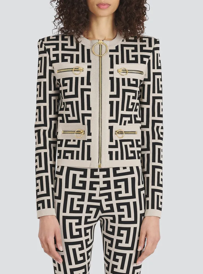 Balmain Knitwear Womens Capsule After Ski 8211 Knit Cardigan With Balmain Monogram Black Balmain Knitwear Womens Capsule After Ski 8211 Knit Cardigan With Balmain Monogram Black