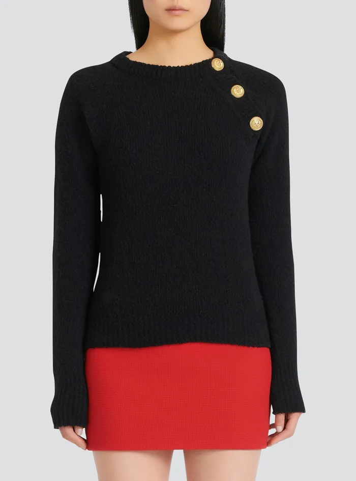 Balmain Knitwear Womens Cashmere Sweater Black Balmain Knitwear Womens Cashmere Sweater Black