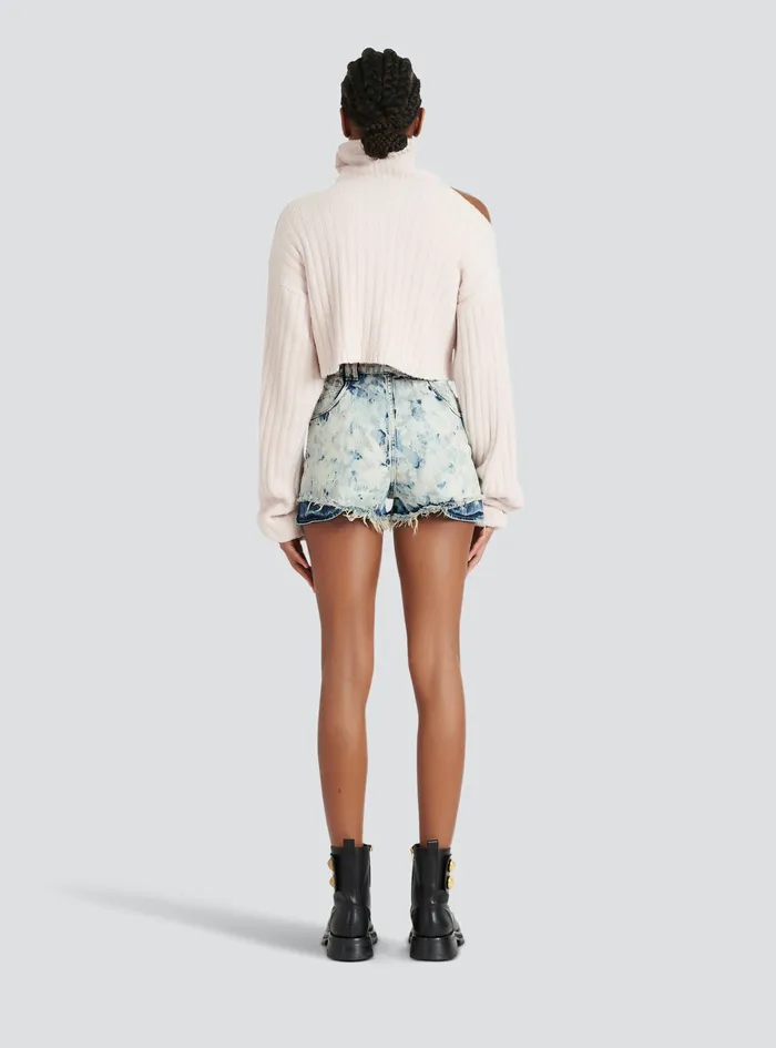 Balmain Knitwear Womens Cropped Velvet Sweatshirt Pink Balmain Knitwear Womens Cropped Velvet Sweatshirt Pink
