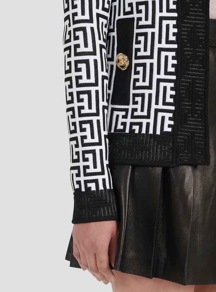 Balmain Knitwear Womens Knit Jacket With Balmain Monogram Black Balmain Knitwear Womens Knit Jacket With Balmain Monogram Black