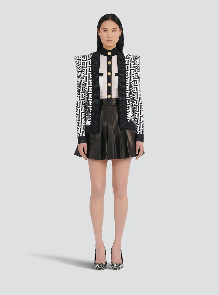 Balmain Knitwear Womens Knit Jacket With Balmain Monogram Black Balmain Knitwear Womens Knit Jacket With Balmain Monogram Black