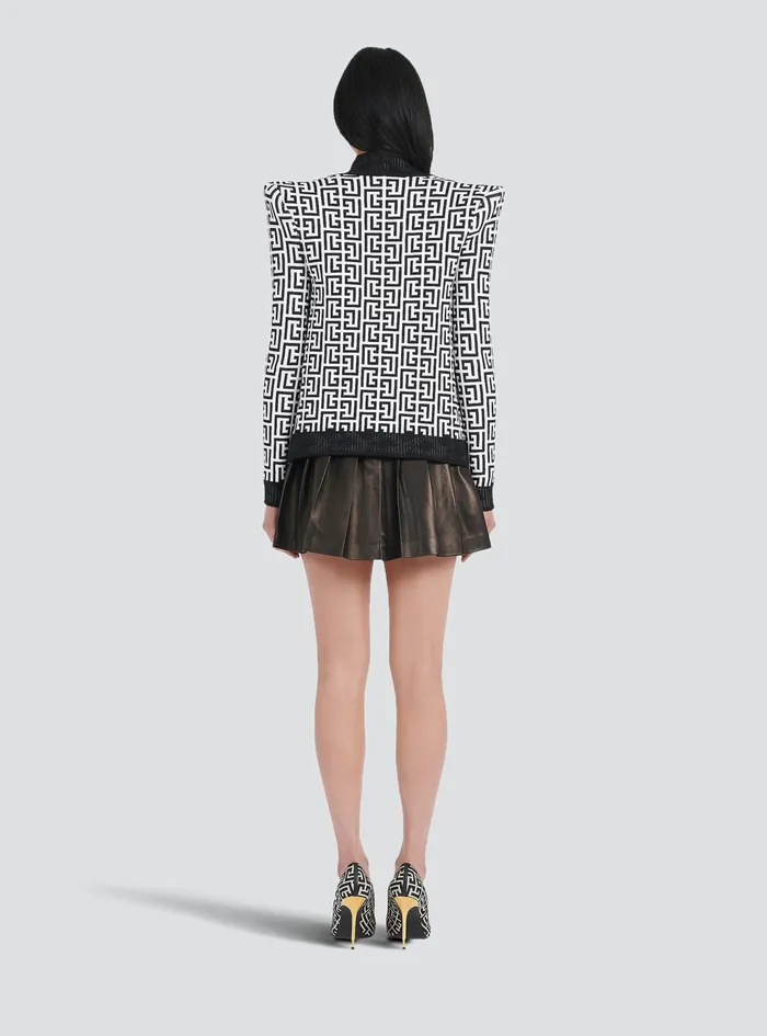 Balmain Knitwear Womens Knit Jacket With Balmain Monogram Black Balmain Knitwear Womens Knit Jacket With Balmain Monogram Black