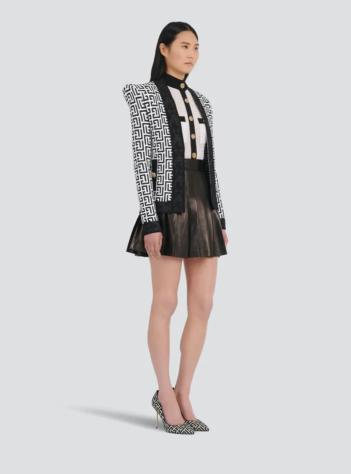 Balmain Knitwear Womens Knit Jacket With Balmain Monogram Black Balmain Knitwear Womens Knit Jacket With Balmain Monogram Black