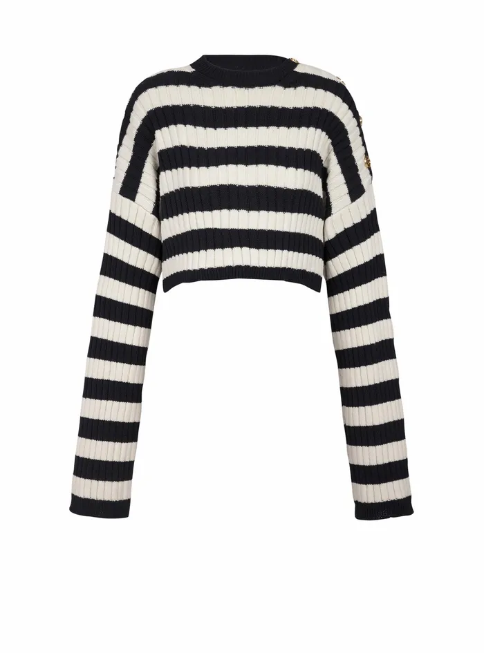 Balmain Knitwear Womens Nautical Sweater Black