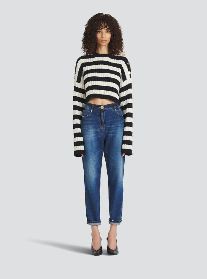 Balmain Knitwear Womens Nautical Sweater Black Balmain Knitwear Womens Nautical Sweater Black