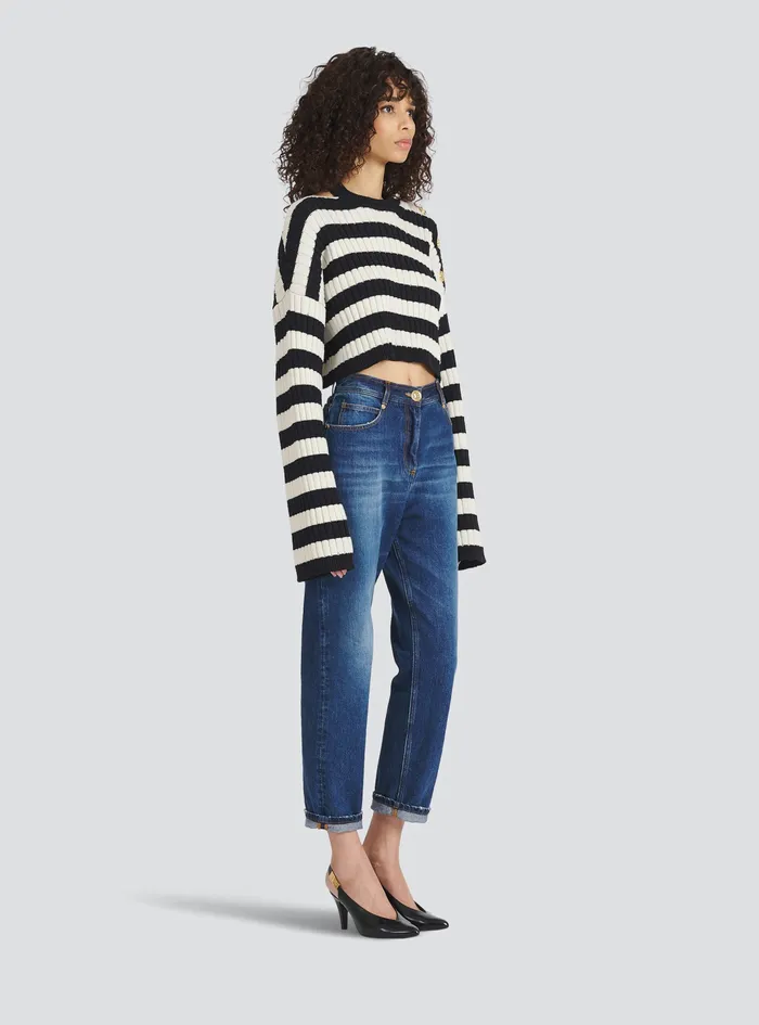 Balmain Knitwear Womens Nautical Sweater Black Balmain Knitwear Womens Nautical Sweater Black