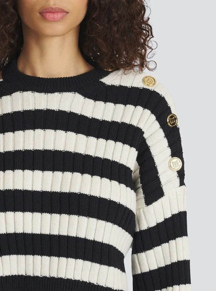 Balmain Knitwear Womens Nautical Sweater Black Balmain Knitwear Womens Nautical Sweater Black