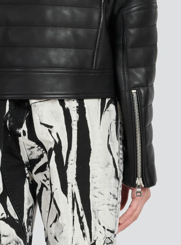 Balmain Outerwear Mens Leather Biker Jacket Black Balmain Outerwear Mens Leather Biker Jacket Black