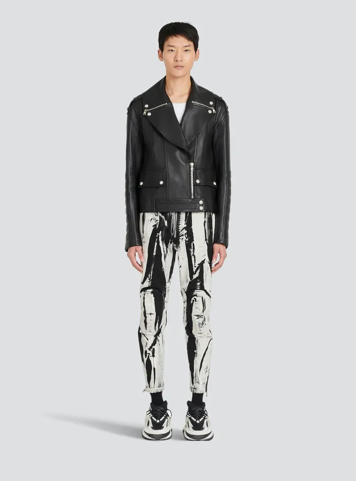 Balmain Outerwear Mens Leather Biker Jacket Black Balmain Outerwear Mens Leather Biker Jacket Black