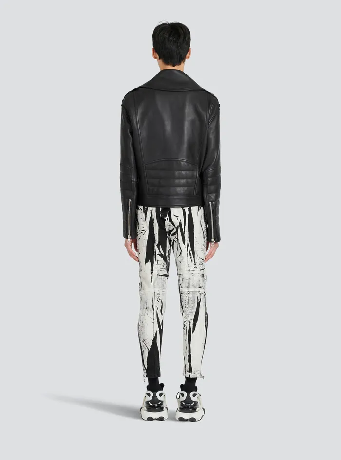 Balmain Outerwear Mens Leather Biker Jacket Black Balmain Outerwear Mens Leather Biker Jacket Black