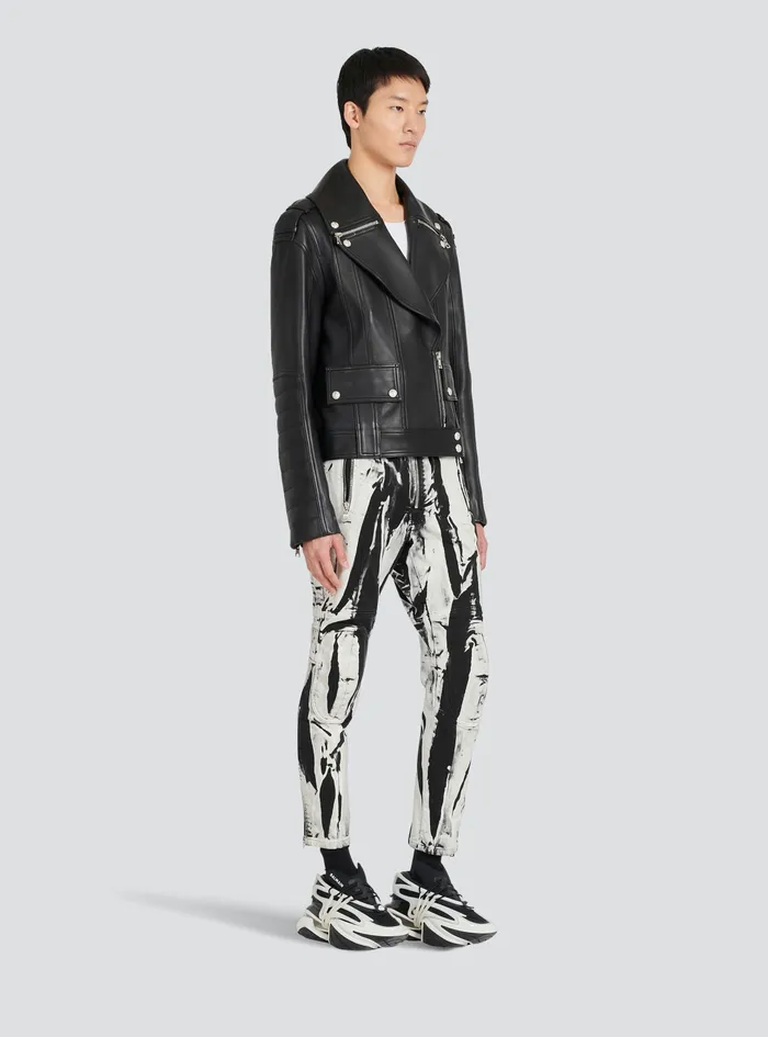 Balmain Outerwear Mens Leather Biker Jacket Black Balmain Outerwear Mens Leather Biker Jacket Black