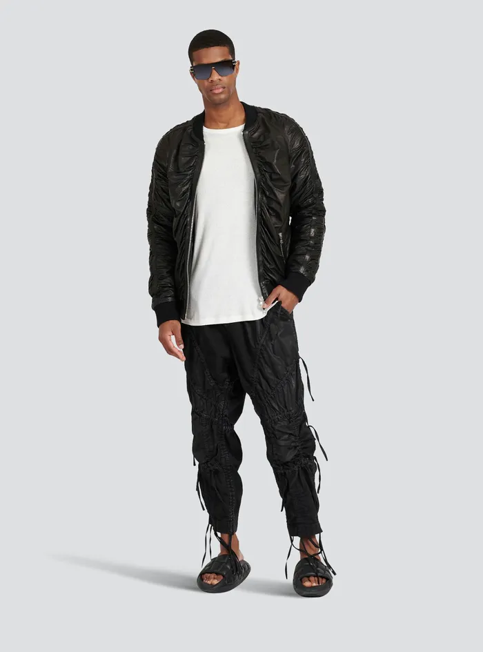 Balmain Outerwear Mens Leather Bomber Jacket Black