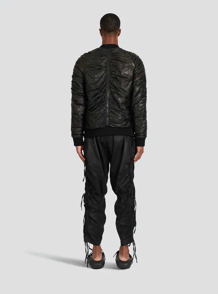 Balmain Outerwear Mens Leather Bomber Jacket Black