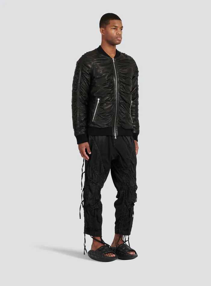 Balmain Outerwear Mens Leather Bomber Jacket Black