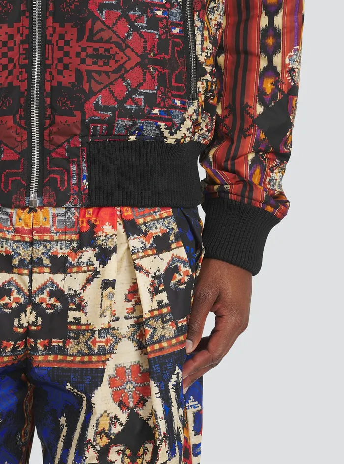 Balmain Outerwear Mens Reversible Multicolor Nylon Bomber Jacket Multicolor