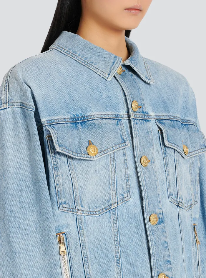 Balmain Outerwear Womens Denim Jacket Blue Balmain Outerwear Womens Denim Jacket Blue