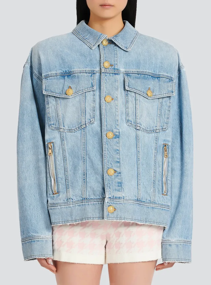 Balmain Outerwear Womens Denim Jacket Blue Balmain Outerwear Womens Denim Jacket Blue