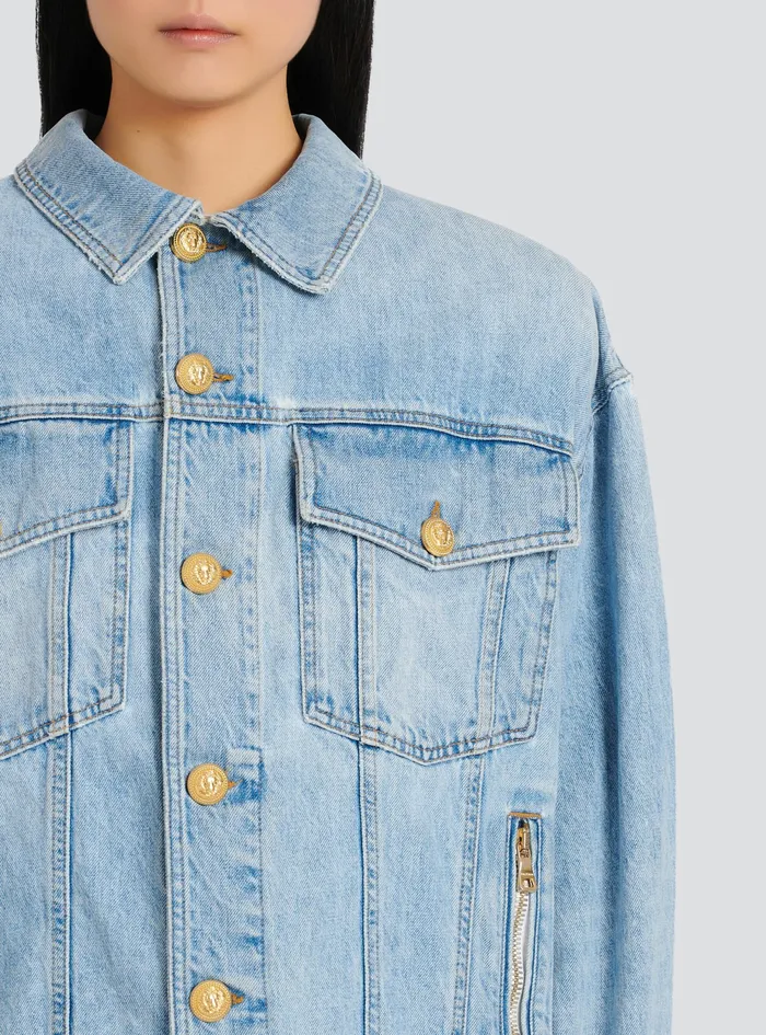 Balmain Outerwear Womens Denim Jacket Blue Balmain Outerwear Womens Denim Jacket Blue