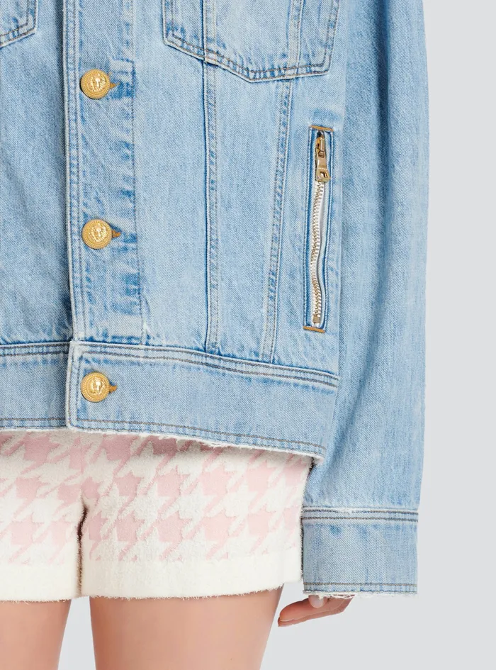 Balmain Outerwear Womens Denim Jacket Blue Balmain Outerwear Womens Denim Jacket Blue