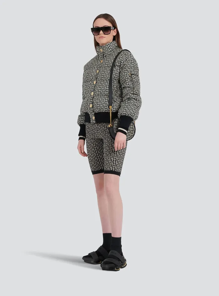 Balmain Outerwear Womens Nylon Quilted Coat With Monogram Black Balmain Outerwear Womens Nylon Quilted Coat With Monogram Black