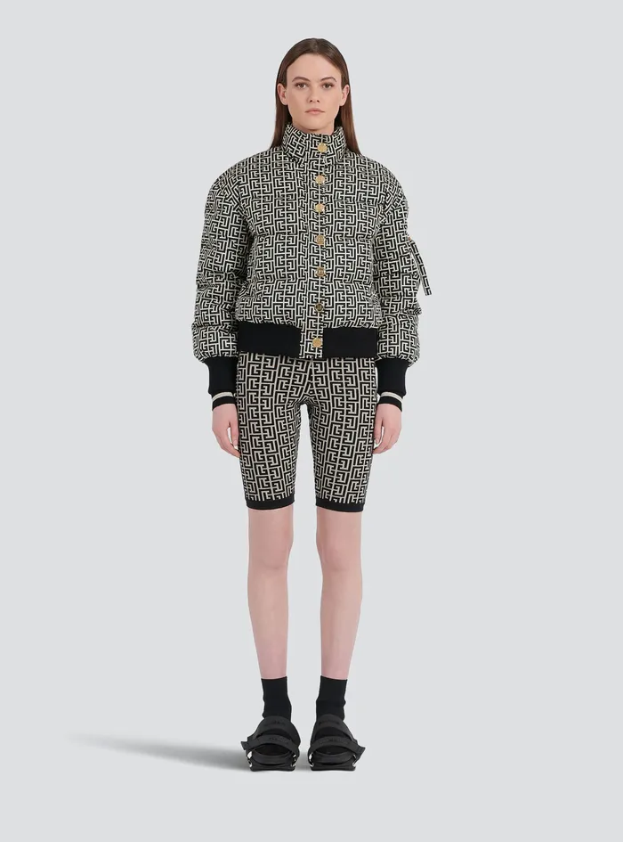 Balmain Outerwear Womens Nylon Quilted Coat With Monogram Black Balmain Outerwear Womens Nylon Quilted Coat With Monogram Black