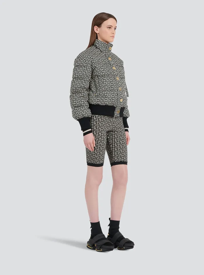 Balmain Outerwear Womens Nylon Quilted Coat With Monogram Black Balmain Outerwear Womens Nylon Quilted Coat With Monogram Black