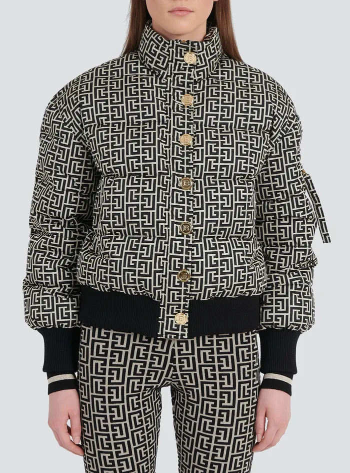 Balmain Outerwear Womens Nylon Quilted Coat With Monogram Black Balmain Outerwear Womens Nylon Quilted Coat With Monogram Black