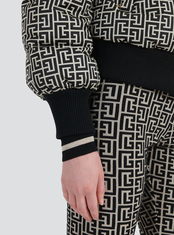 Balmain Outerwear Womens Nylon Quilted Coat With Monogram Black Balmain Outerwear Womens Nylon Quilted Coat With Monogram Black