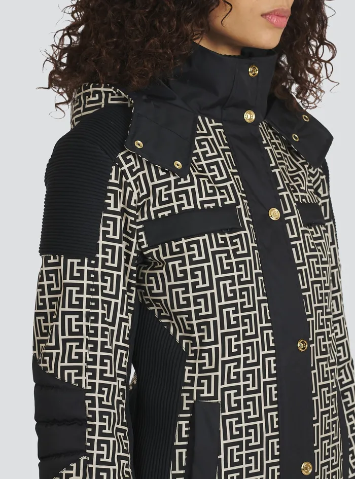 Balmain Outerwear Womens X Rossignol 8211 BalmainMonogrammed Hooded Ski Coat Black Balmain Outerwear Womens X Rossignol 8211 BalmainMonogrammed Hooded Ski Coat Black
