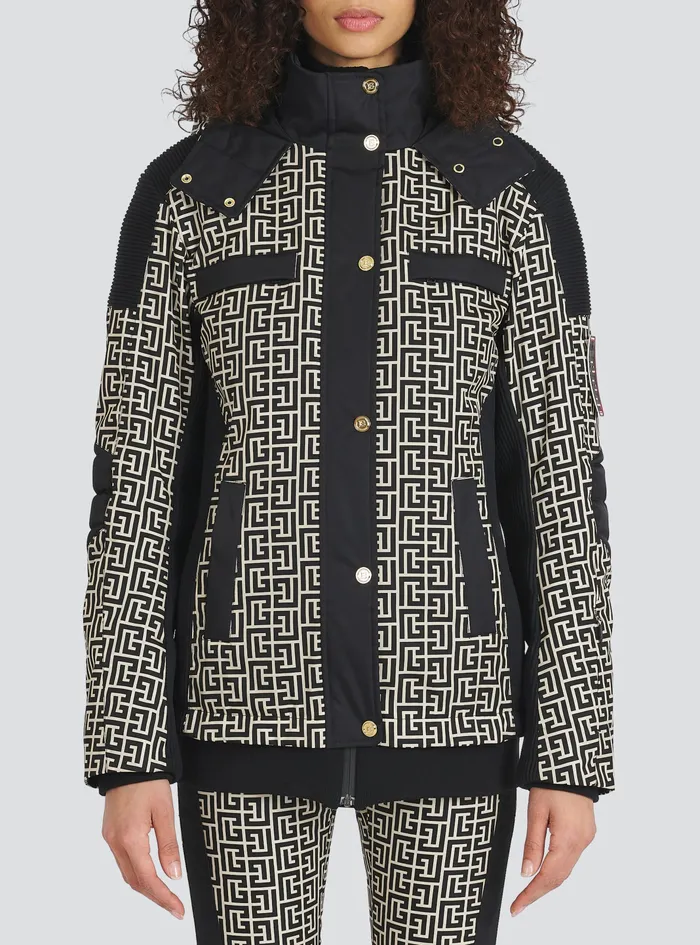 Balmain Outerwear Womens X Rossignol 8211 BalmainMonogrammed Hooded Ski Coat Black Balmain Outerwear Womens X Rossignol 8211 BalmainMonogrammed Hooded Ski Coat Black