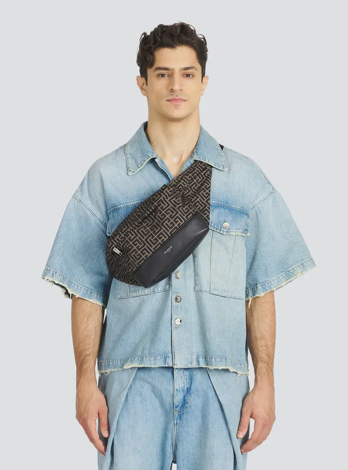 Balmain Pouches And Belt Bags Mens Nylon Belt Bag Khaki