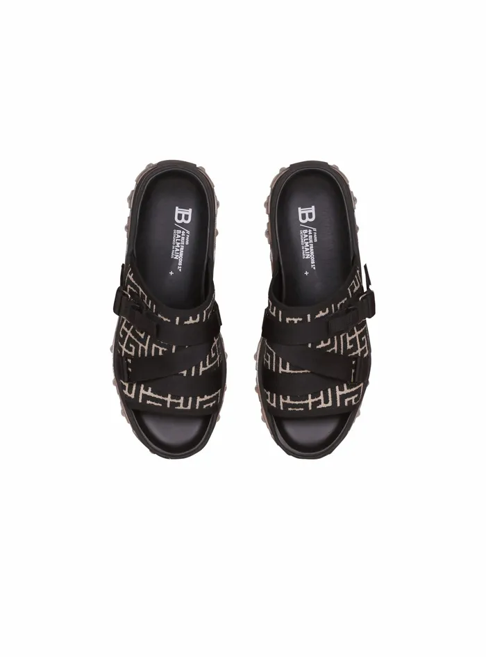 Balmain Sandals Mens Bicolor Monogram Jacquard Ulysse Mules Black Balmain Sandals Mens Bicolor Monogram Jacquard Ulysse Mules Black