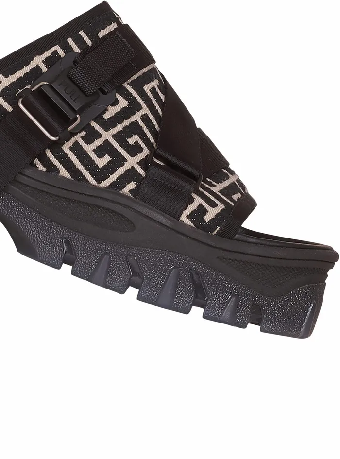 Balmain Sandals Mens Bicolor Monogram Jacquard Ulysse Mules Black Balmain Sandals Mens Bicolor Monogram Jacquard Ulysse Mules Black