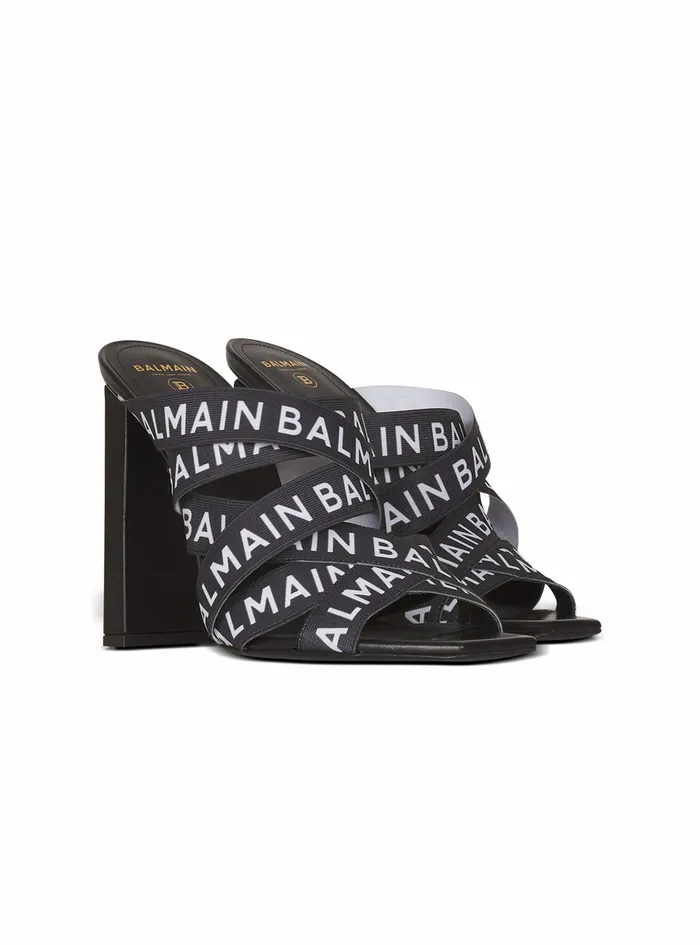 Balmain Sandals Womens Union Sandals With Balmain Logo Print Black Balmain Sandals Womens Union Sandals With Balmain Logo Print Black