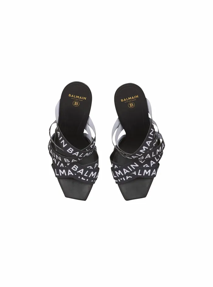 Balmain Sandals Womens Union Sandals With Balmain Logo Print Black Balmain Sandals Womens Union Sandals With Balmain Logo Print Black
