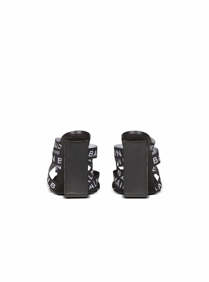 Balmain Sandals Womens Union Sandals With Balmain Logo Print Black Balmain Sandals Womens Union Sandals With Balmain Logo Print Black