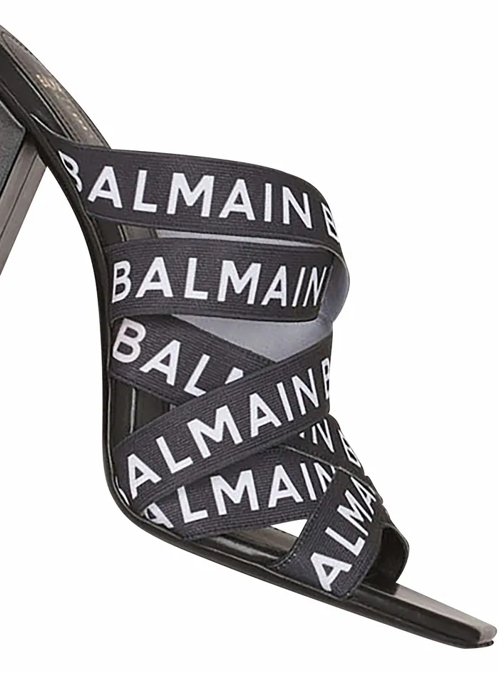 Balmain Sandals Womens Union Sandals With Balmain Logo Print Black Balmain Sandals Womens Union Sandals With Balmain Logo Print Black