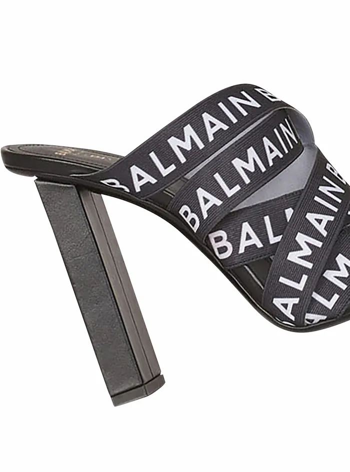Balmain Sandals Womens Union Sandals With Balmain Logo Print Black Balmain Sandals Womens Union Sandals With Balmain Logo Print Black