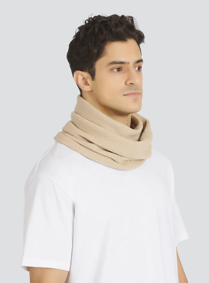 Balmain Scarves Mens Wool And Cashmere Scarf With Embroidered Balmain Logo Beige