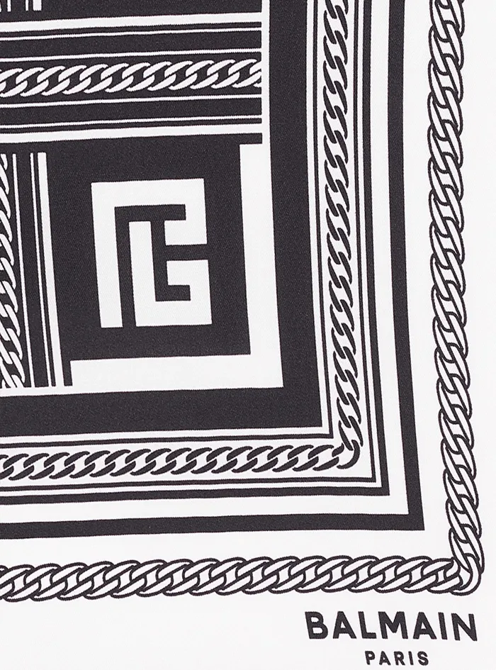 Balmain Scarves Womens Silk Scarf With Balmain Monogram White Balmain Scarves Womens Silk Scarf With Balmain Monogram White