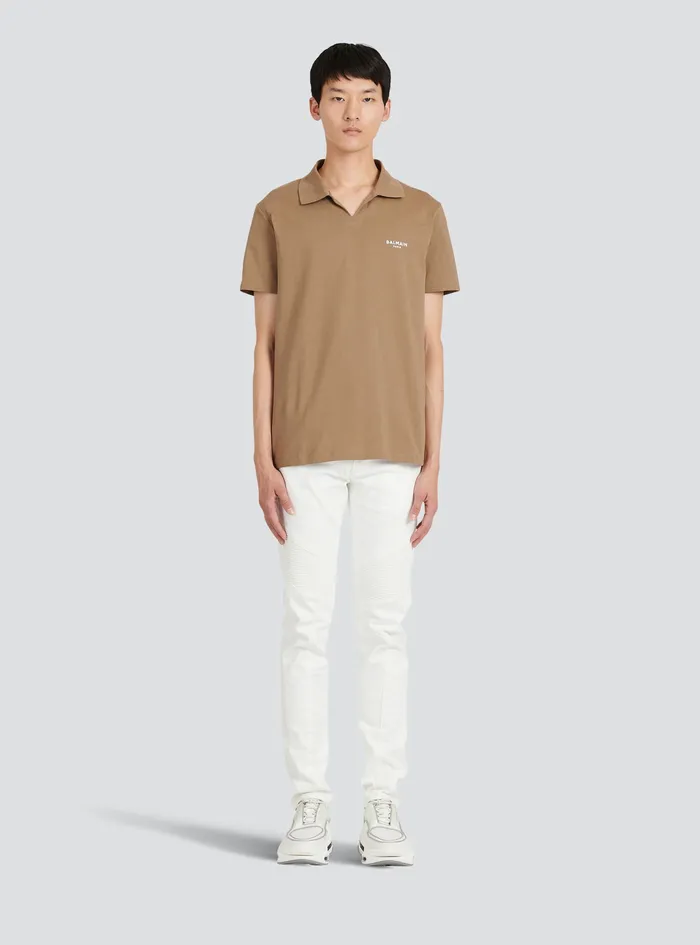 Balmain Shirts And Polos Mens EcoDesigned Cotton Polo With Small Balmain Paris Logo Brown