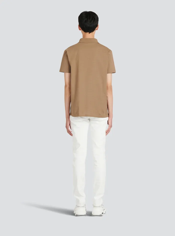 Balmain Shirts And Polos Mens EcoDesigned Cotton Polo With Small Balmain Paris Logo Brown