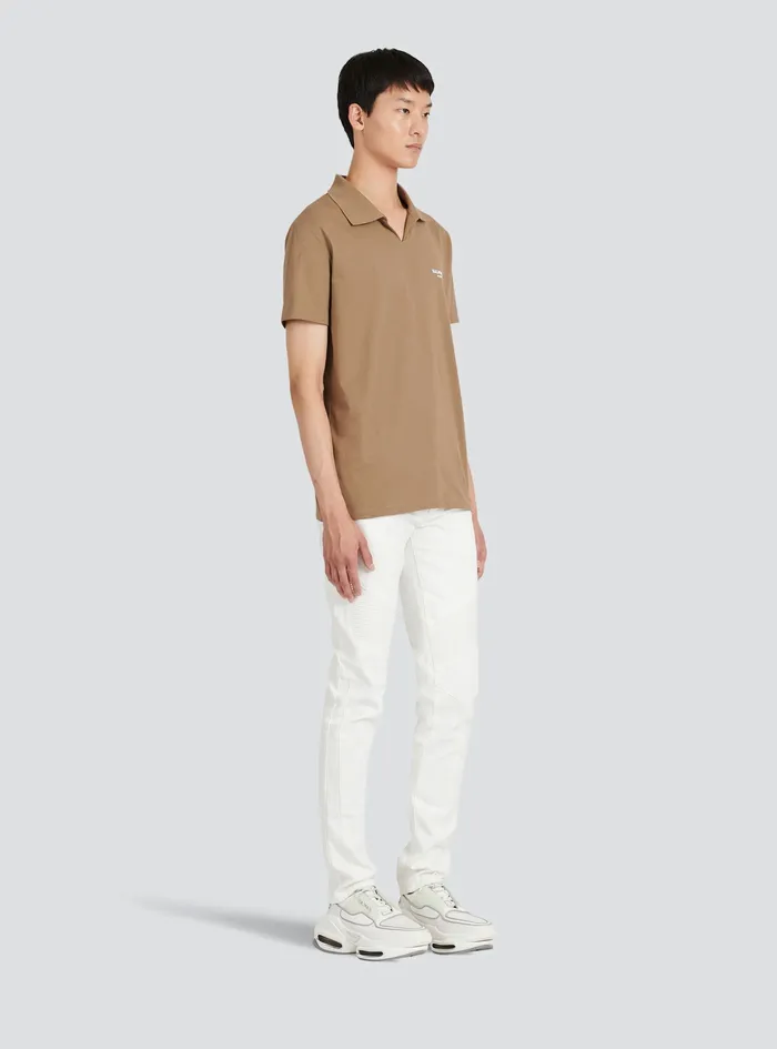 Balmain Shirts And Polos Mens EcoDesigned Cotton Polo With Small Balmain Paris Logo Brown