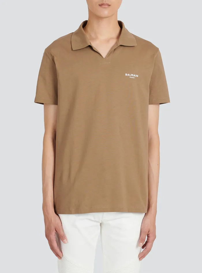 Balmain Shirts And Polos Mens EcoDesigned Cotton Polo With Small Balmain Paris Logo Brown