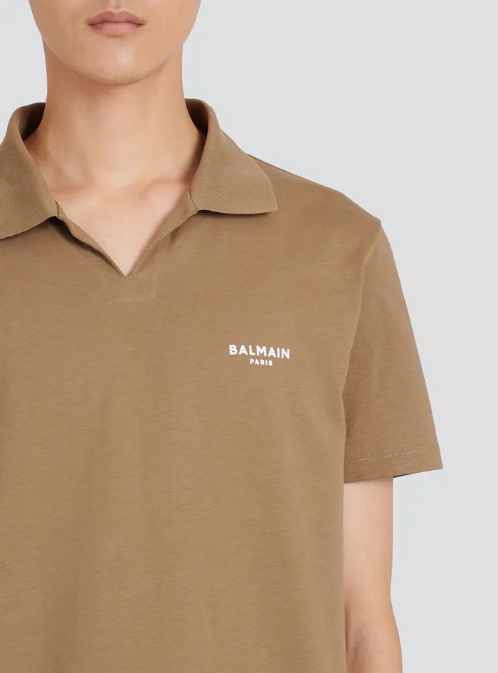 Balmain Shirts And Polos Mens EcoDesigned Cotton Polo With Small Balmain Paris Logo Brown