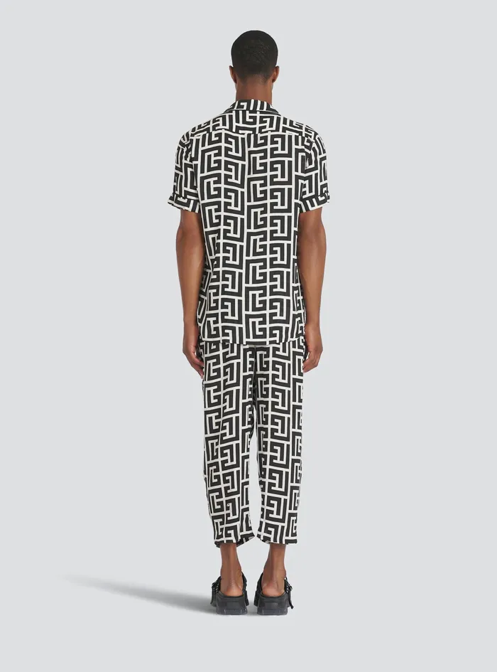 Balmain Shirts And Polos Mens Maxi Balmain Monogram Print EcoDesigned Shirt Black Balmain Shirts And Polos Mens Maxi Balmain Monogram Print EcoDesigned Shirt Black