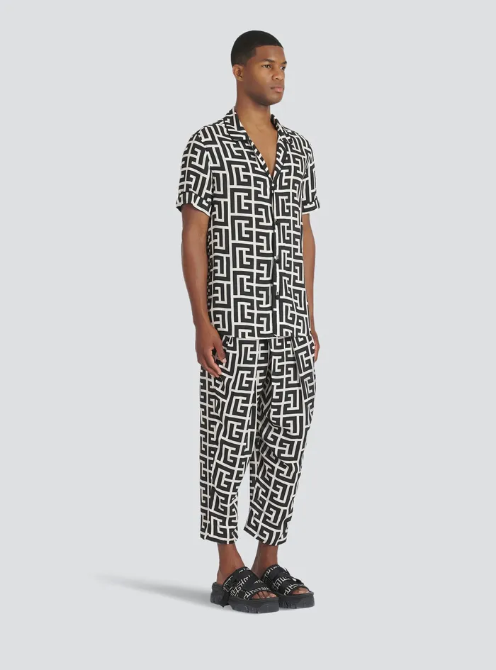 Balmain Shirts And Polos Mens Maxi Balmain Monogram Print EcoDesigned Shirt Black Balmain Shirts And Polos Mens Maxi Balmain Monogram Print EcoDesigned Shirt Black